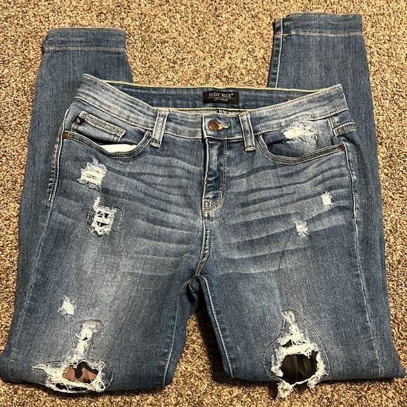 Judy Blue Skinny Fit distressed jeans Leopard - Picture 2 of 6